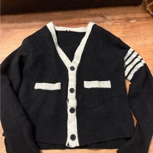 Zara Black and Cream Cardigan Sweater